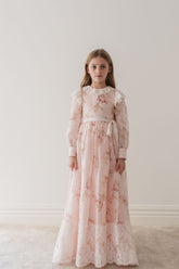 PETITE AMALIE ORCHID PRINT LINEN GOWN